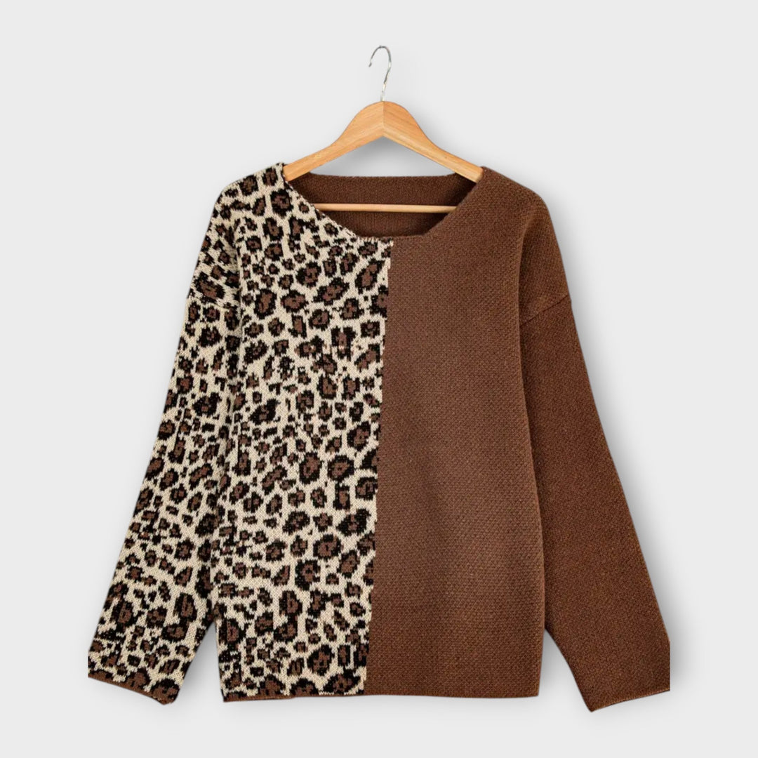 Pohodlný svetr s leopardím designem