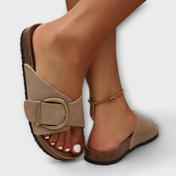 Dámské korkové pantofle s přezkovým zapínáním Design