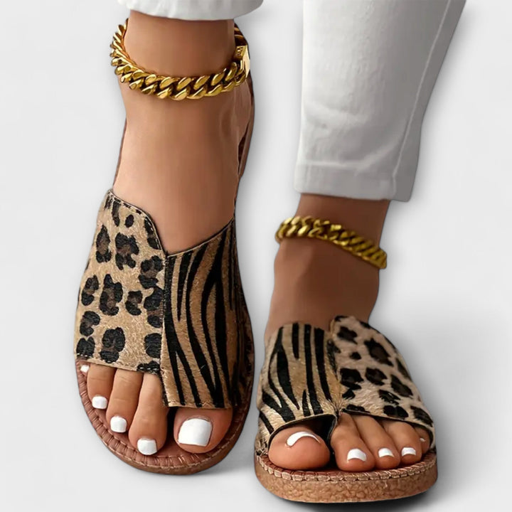 Stylové bicolor pantofle s leopardím vzorem