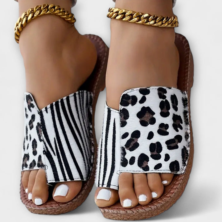 Stylové bicolor pantofle s leopardím vzorem