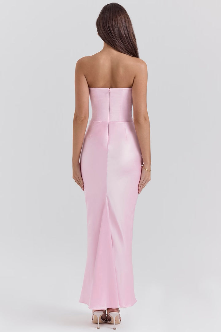 Hera - Elegantní retro bezramínkové společenské šaty jednobarevné