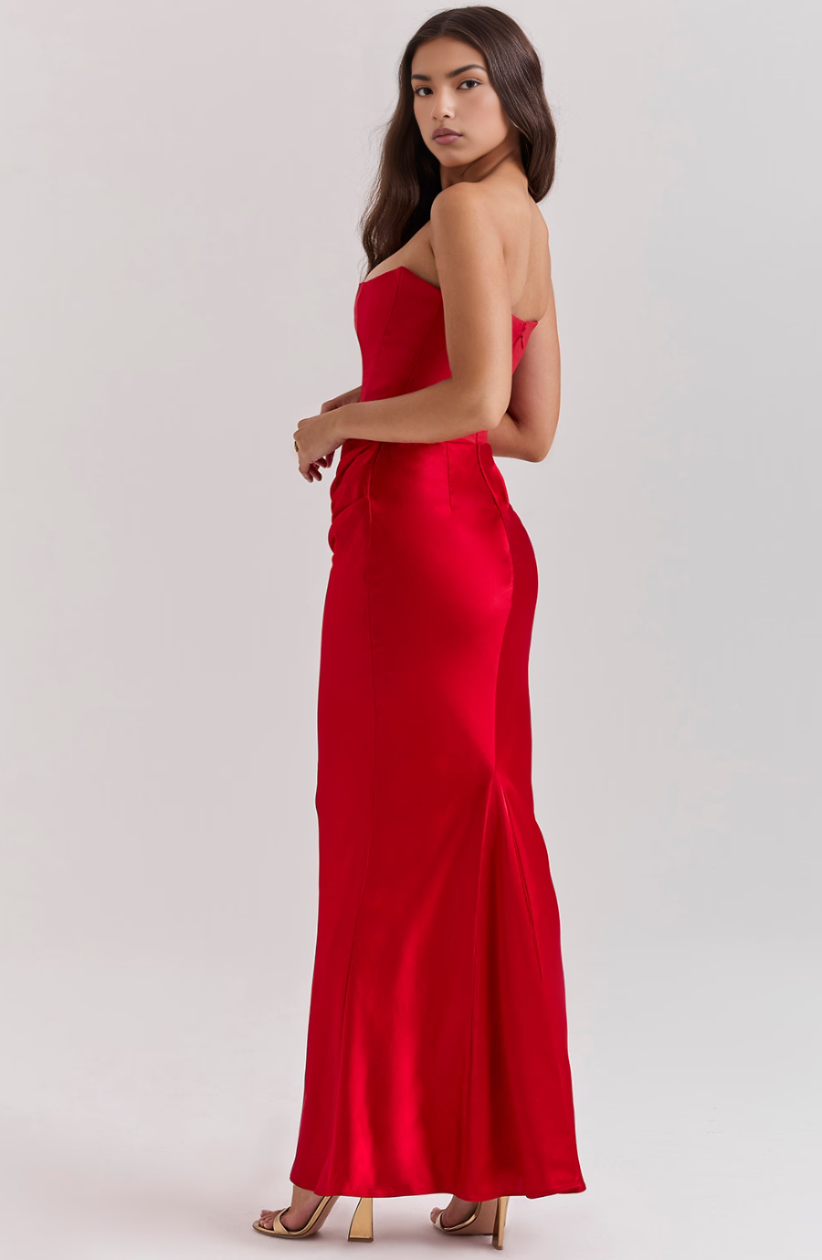 Hera - Elegantní retro bezramínkové společenské šaty jednobarevné