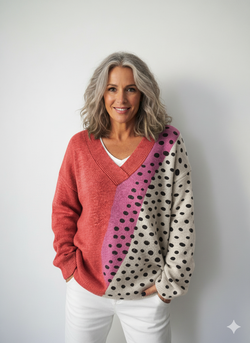 Tisk umění Mikinový svetr s výstřihem do V