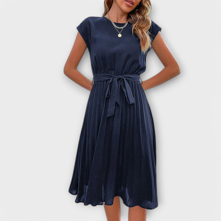 Claire - Krátký rukáv, plisovaná, casual minidress