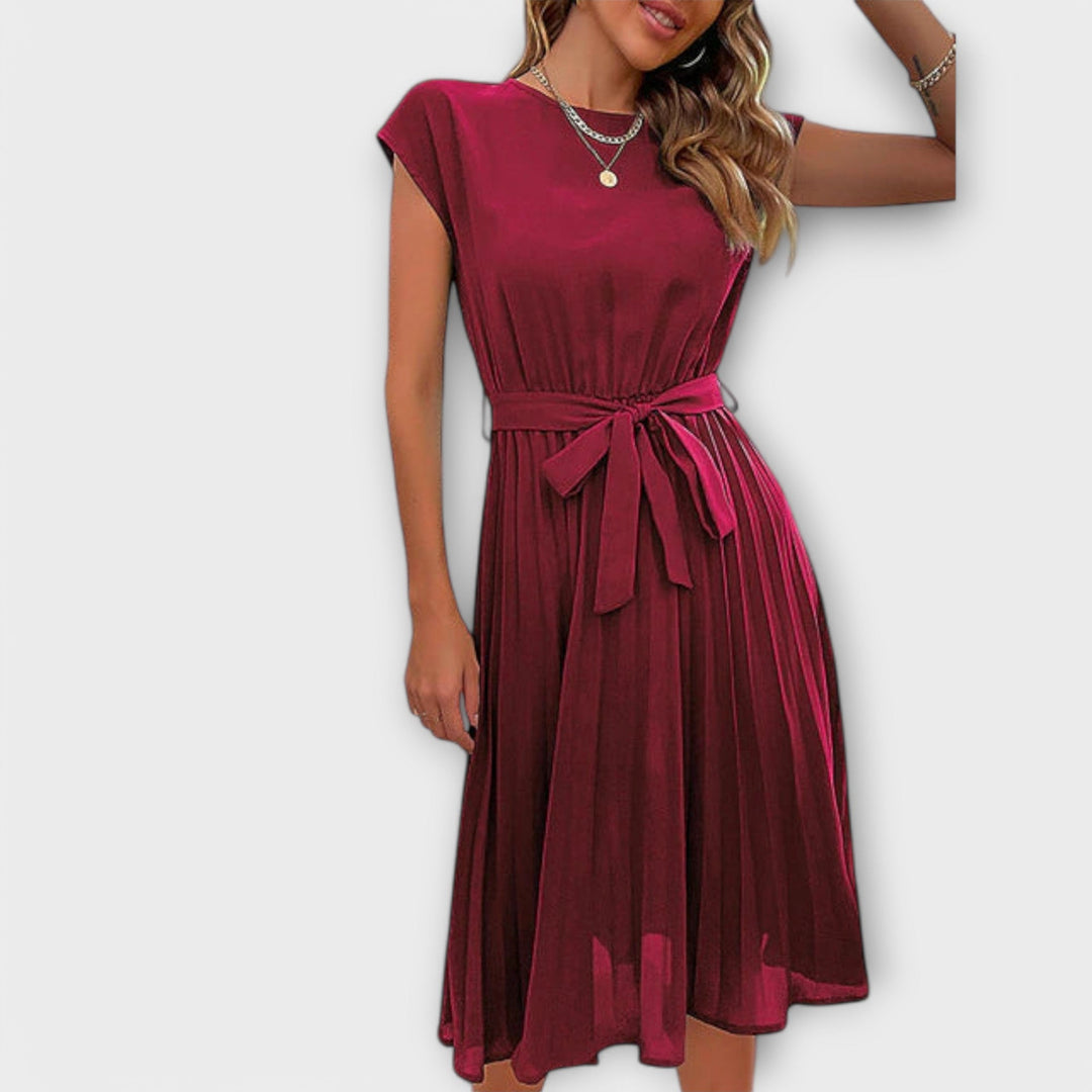 Claire - Krátký rukáv, plisovaná, casual minidress