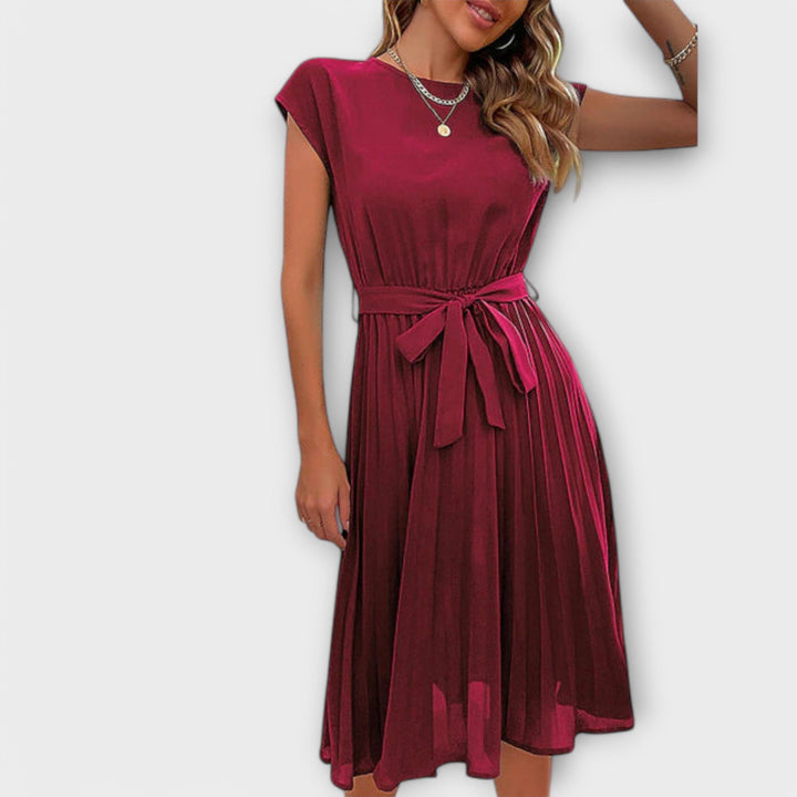 Claire - Krátký rukáv, plisovaná, casual minidress