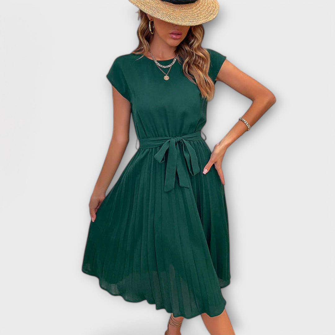 Claire - Krátký rukáv, plisovaná, casual minidress