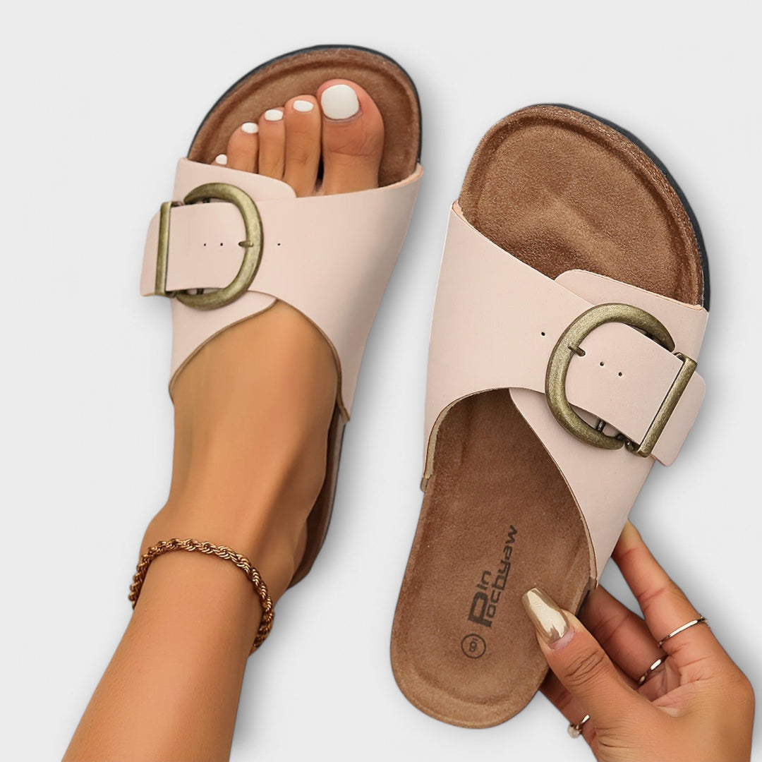 Dámské korkové pantofle s přezkovým zapínáním Design