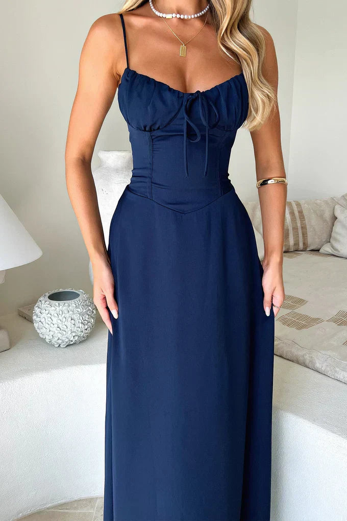 Cambria - Elegantní Maxi Wrap Šaty s Tenkými Ramínky