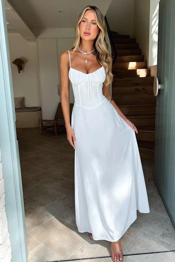 Cambria - Elegantní Maxi Wrap Šaty s Tenkými Ramínky