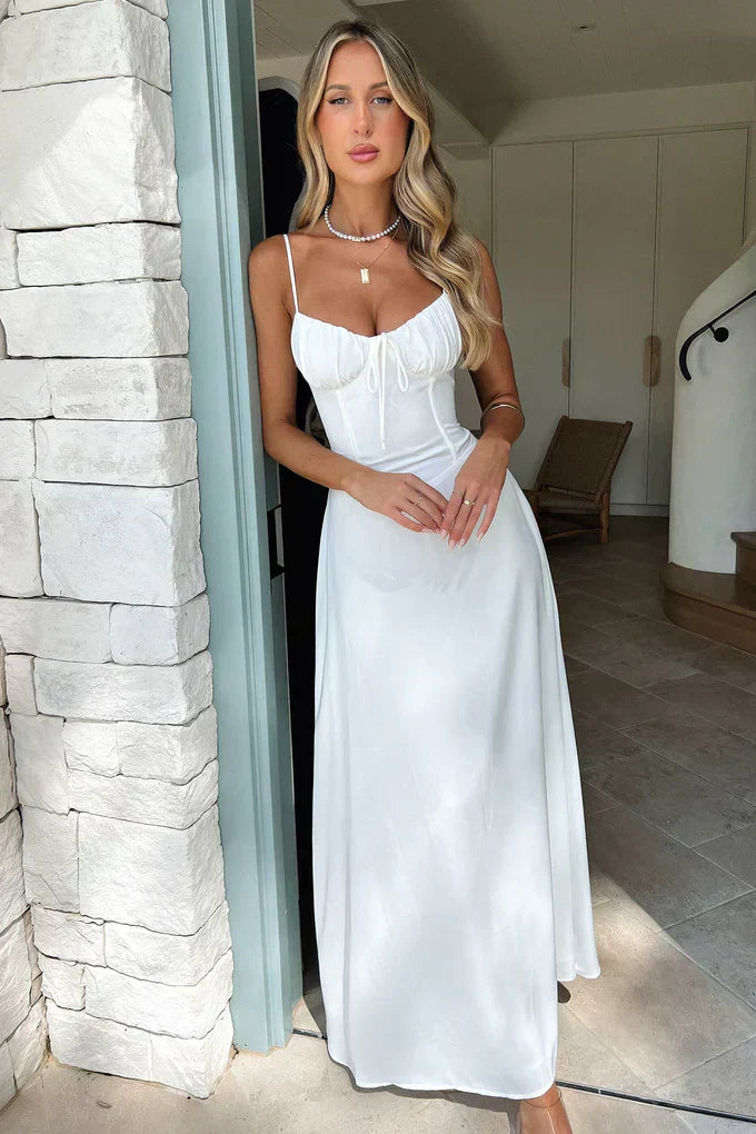 Cambria - Elegantní Maxi Wrap Šaty s Tenkými Ramínky